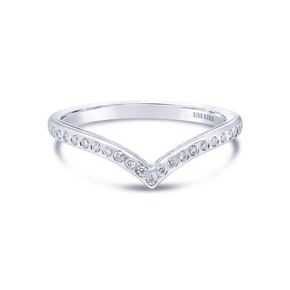 Boho Diamond V Shaped Wedding Band