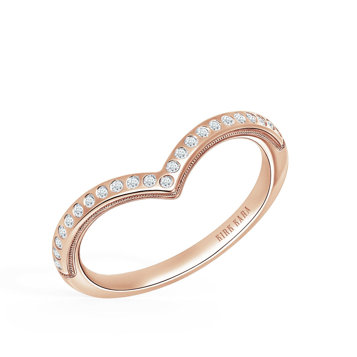 Boho Diamond V Shaped Wedding Band