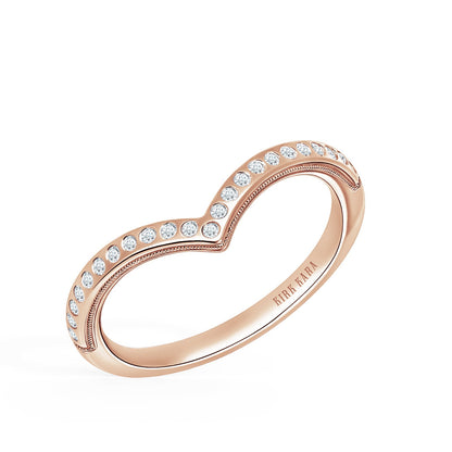 Boho Diamond V Shaped Wedding Band