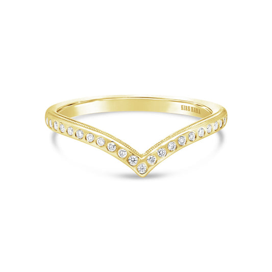 Boho Diamond V Shaped Wedding Band