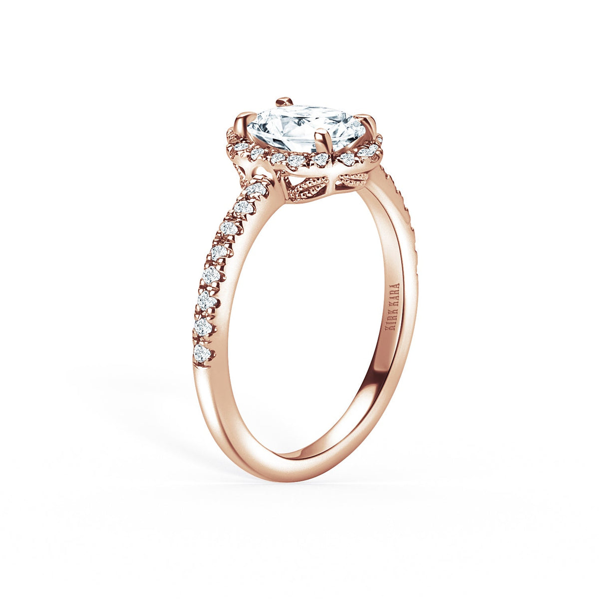 Floral Delicate Halo Diamond Engagement Ring