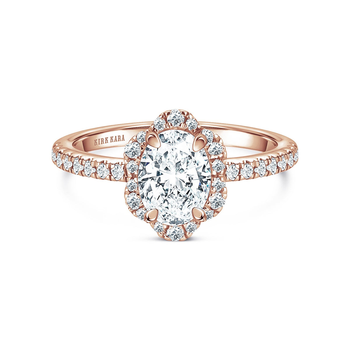 Floral Delicate Halo Diamond Engagement Ring