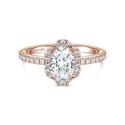 Floral Delicate Halo Diamond Engagement Ring