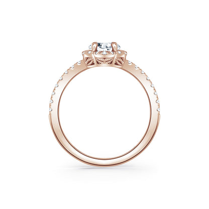 Floral Delicate Halo Diamond Engagement Ring
