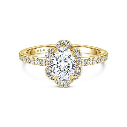 Floral Delicate Halo Diamond Engagement Ring