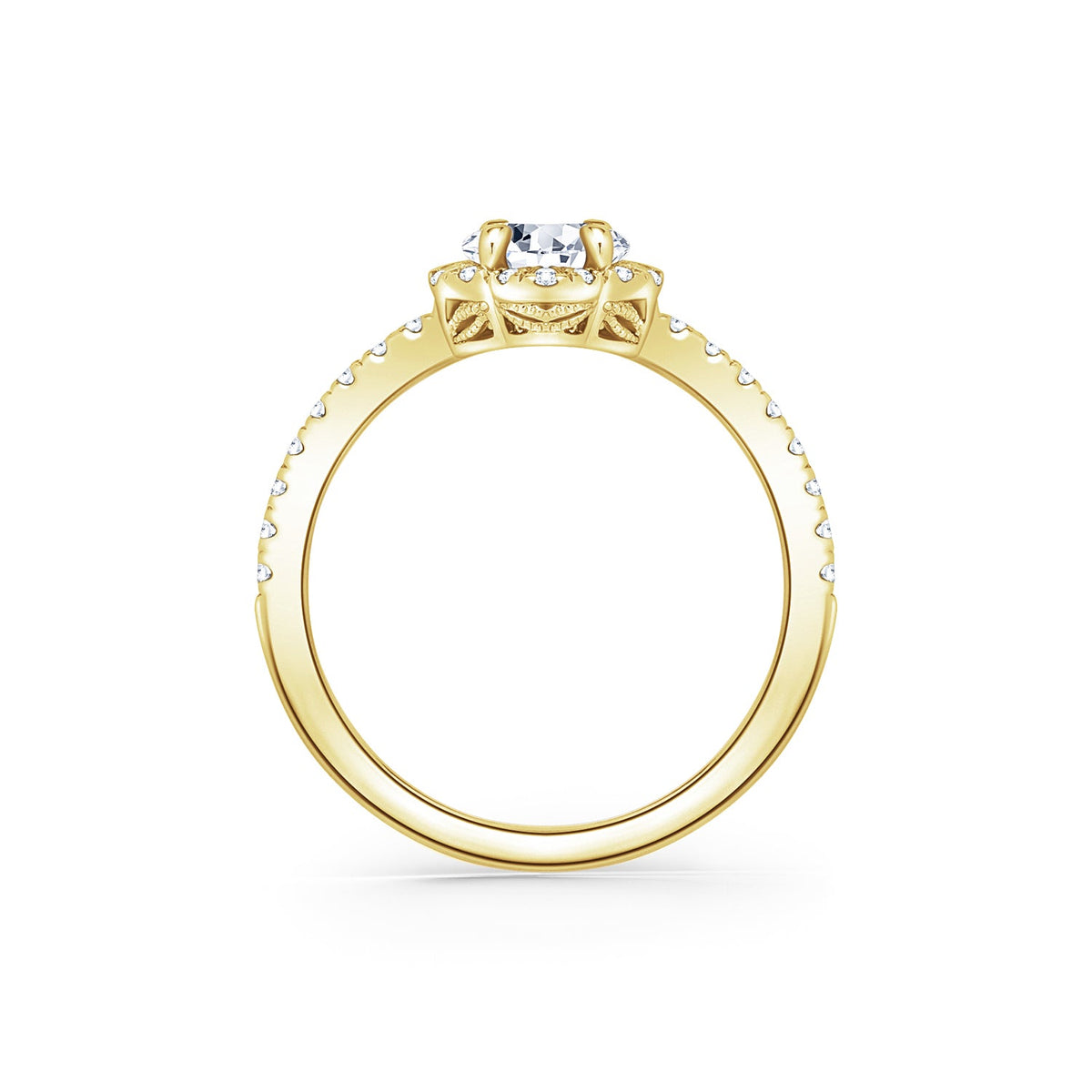 Floral Delicate Halo Diamond Engagement Ring