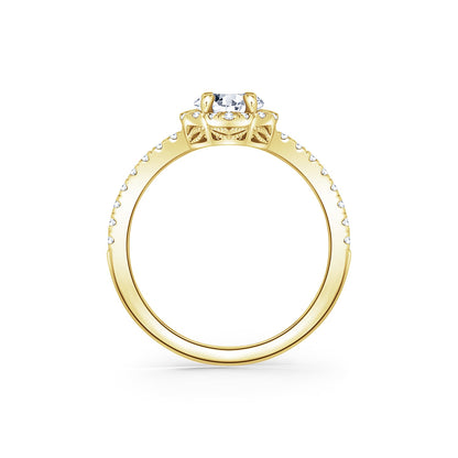 Floral Delicate Halo Diamond Engagement Ring