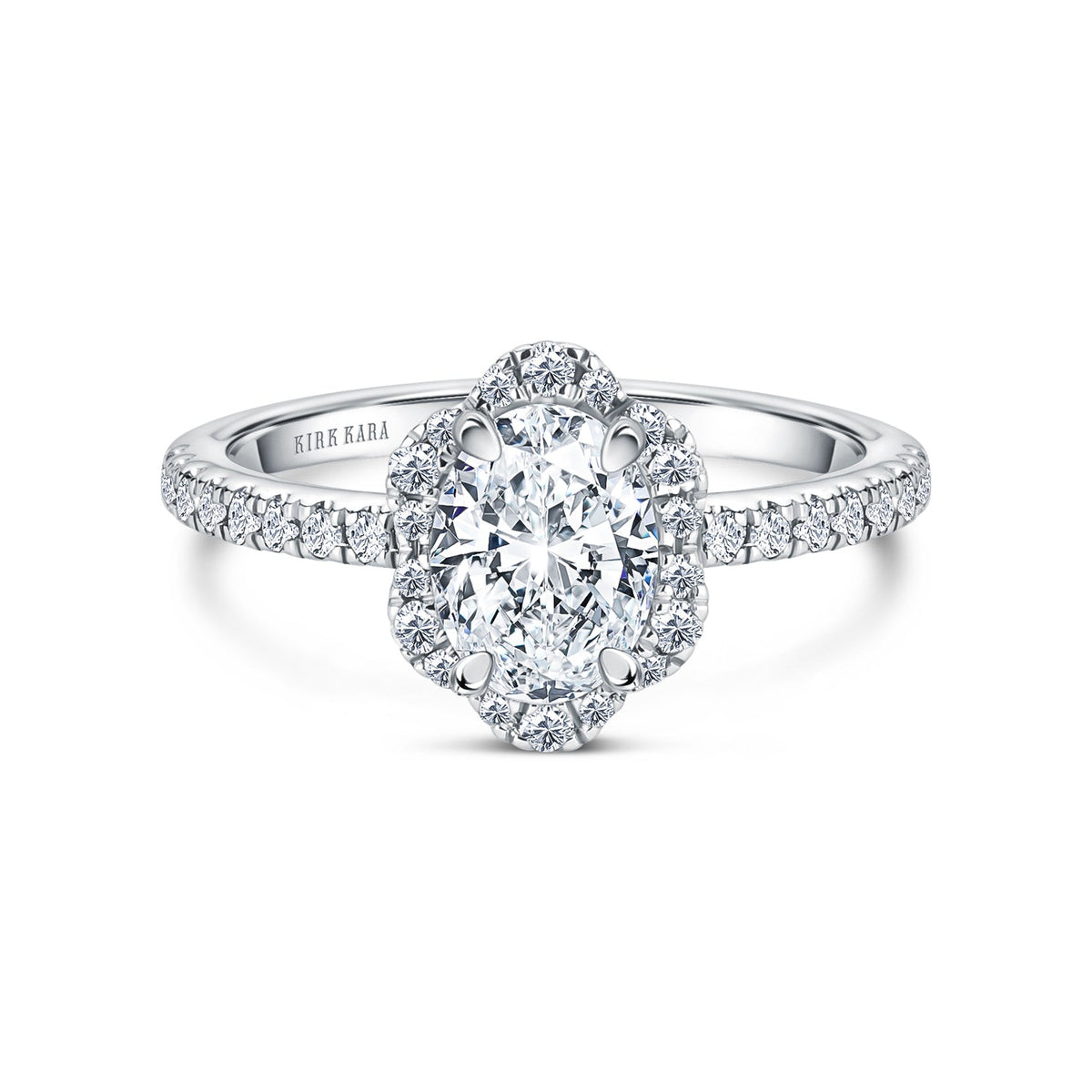 Floral Delicate Halo Diamond Engagement Ring