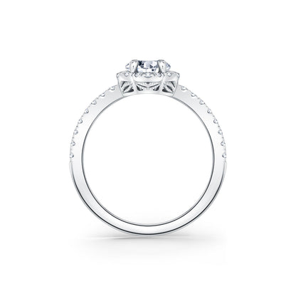 Floral Delicate Halo Diamond Engagement Ring