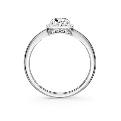 Floral Delicate Rose Cut Halo Diamond Engagement Ring