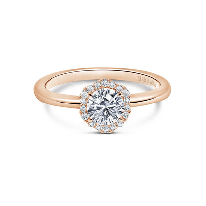 Floral Delicate Halo Diamond Engagement Ring