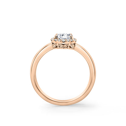 Floral Delicate Halo Diamond Engagement Ring