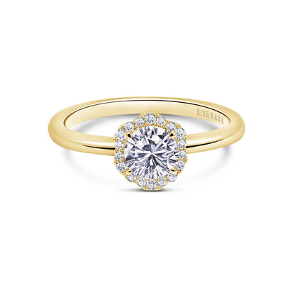Floral Delicate Halo Diamond Engagement Ring