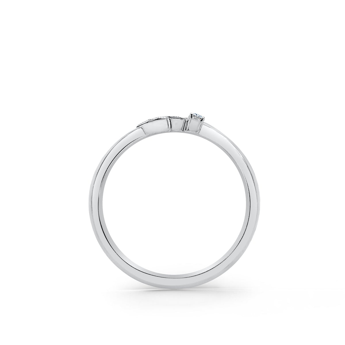 Boho Leaf Contoured Pavé Diamond Wedding Band