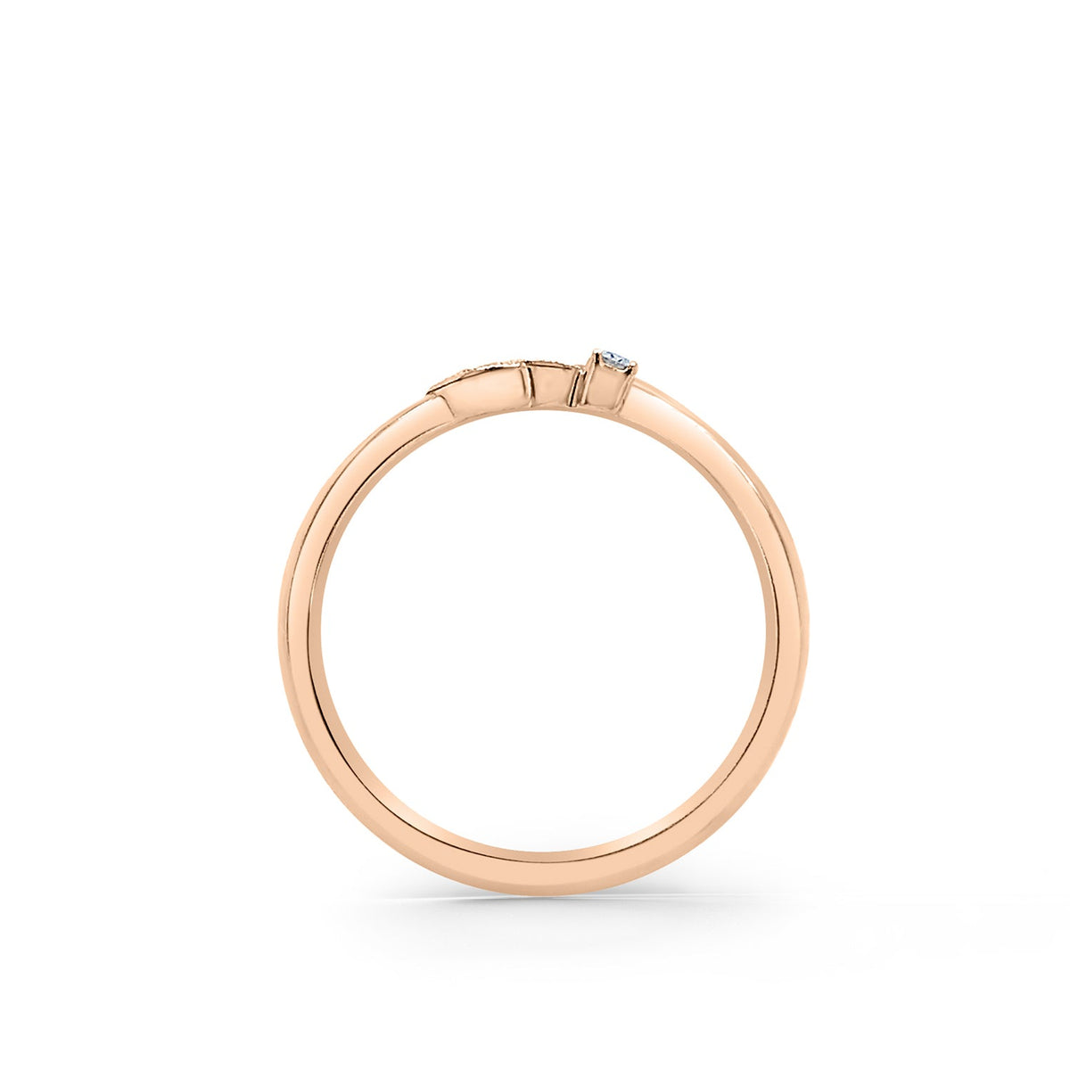 Boho Leaf Contoured Pavé Diamond Wedding Band