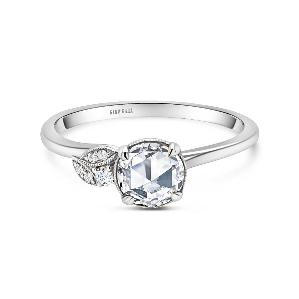 Leaf Pavé Rose Cut Diamond Engagement Ring