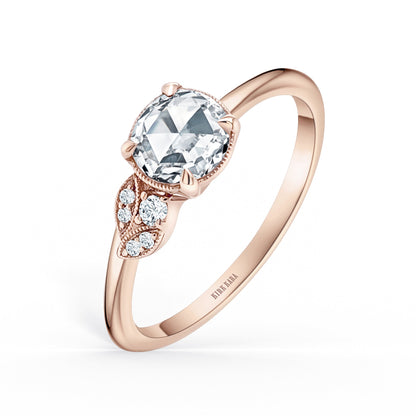 Leaf Pavé Rose Cut Diamond Engagement Ring
