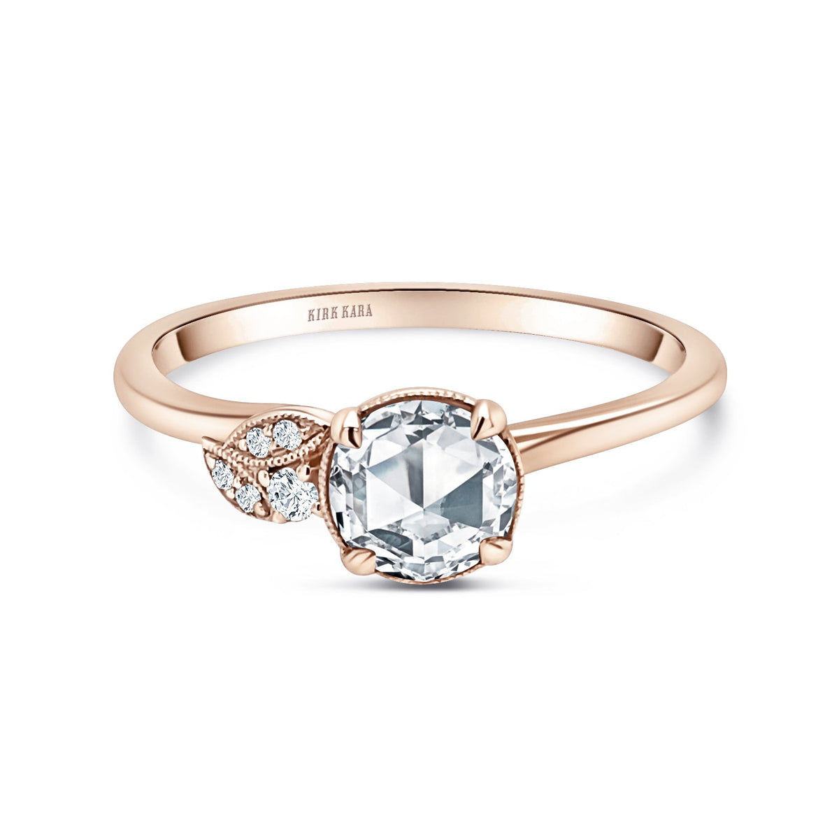Leaf Pavé Rose Cut Diamond Engagement Ring