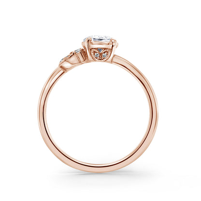 Leaf Pavé Rose Cut Diamond Engagement Ring