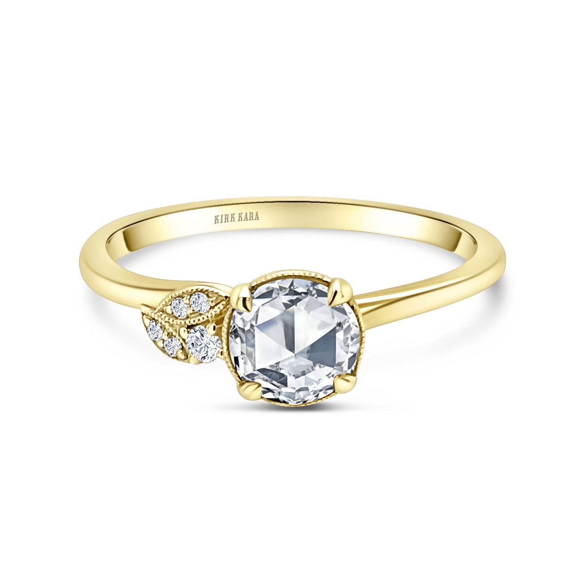 Leaf Pavé Rose Cut Diamond Engagement Ring