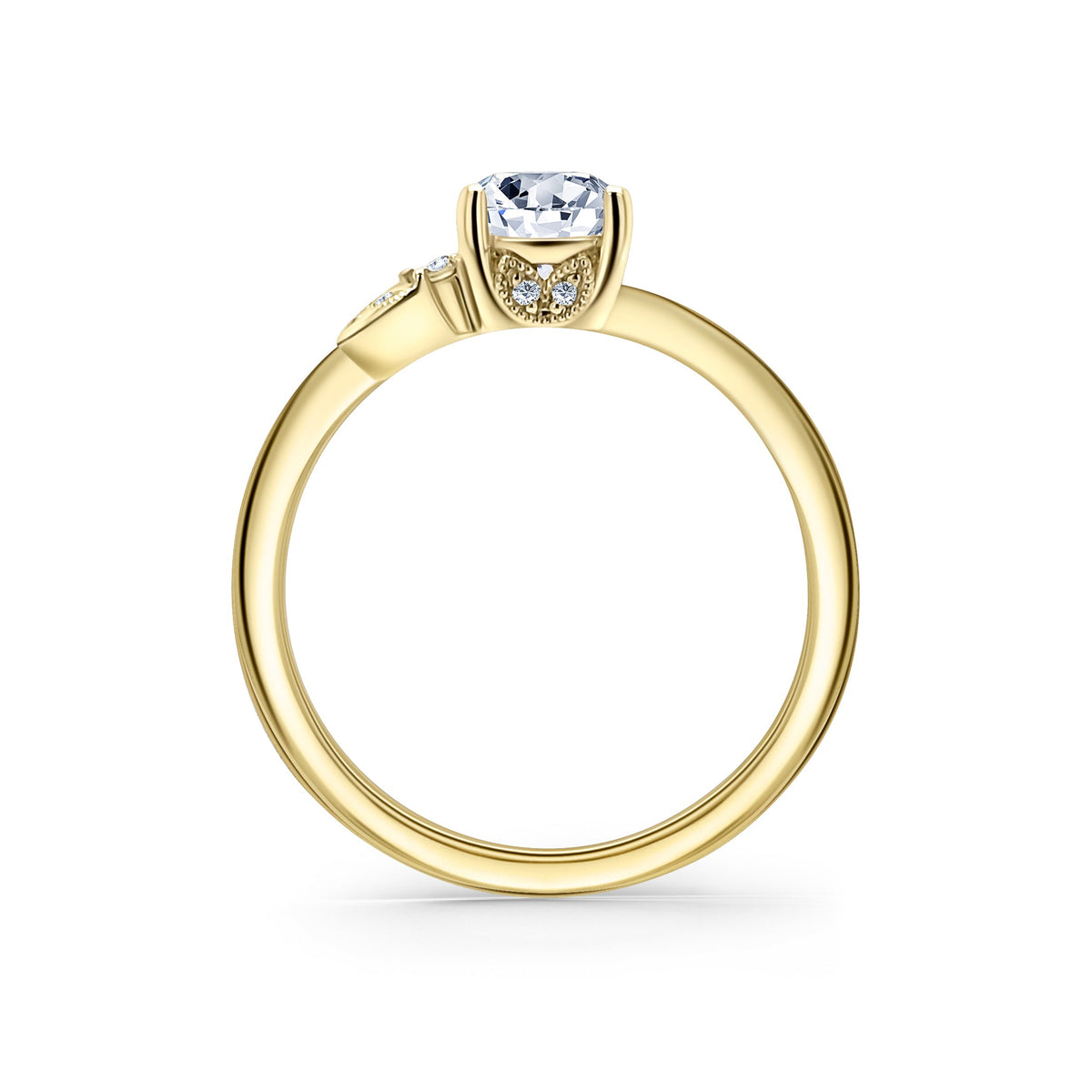 Boho Leaf Pavé Diamond Engagement Ring