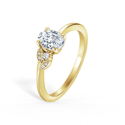Boho Leaf Pavé Diamond Engagement Ring