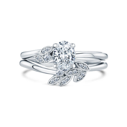 Boho Leaf Pavé Diamond Engagement Ring