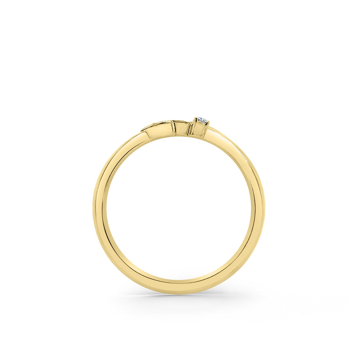 Boho Leaf Contoured Pavé Diamond Wedding Band
