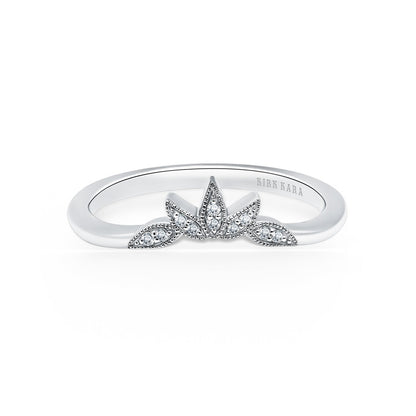 Floral Boho Pavé Diamond Wedding Band