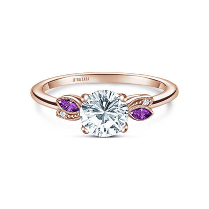 Floral Boho Amethyst Diamond Engagement Ring