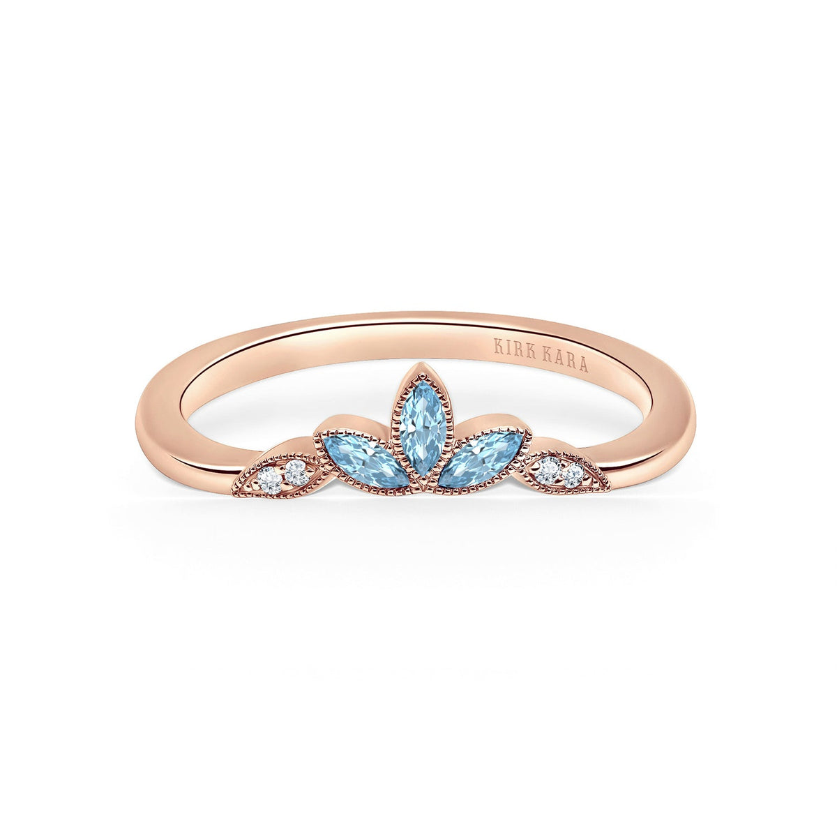 Floral Boho Aquamarine Diamond Wedding Band