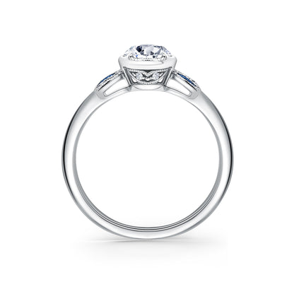 Floral Boho Blue Sapphire Rose Cut Diamond Engagement Ring