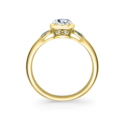 Floral Boho Blue Sapphire Rose Cut Diamond Engagement Ring