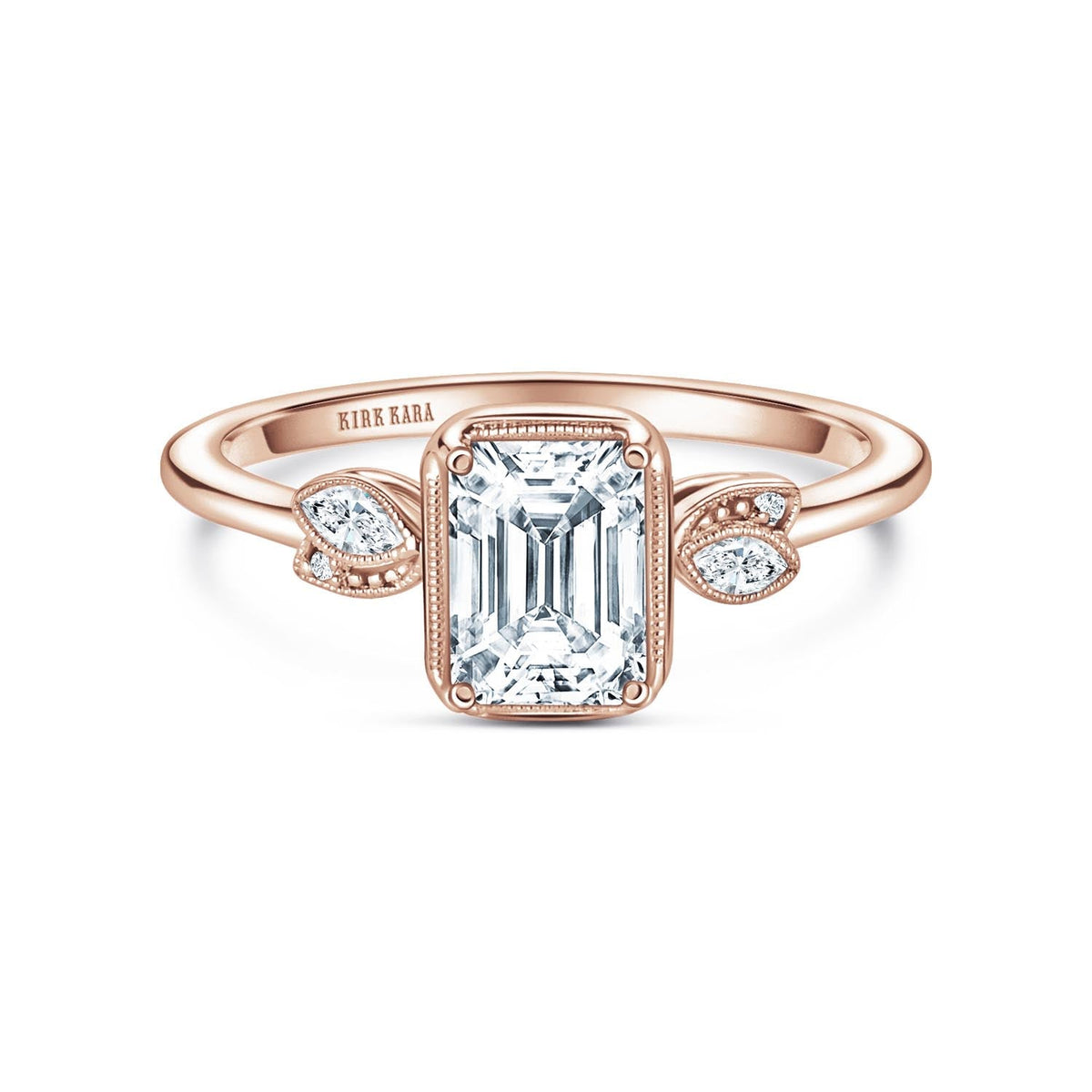 Floral Boho Milgrain Diamond Engagement Ring