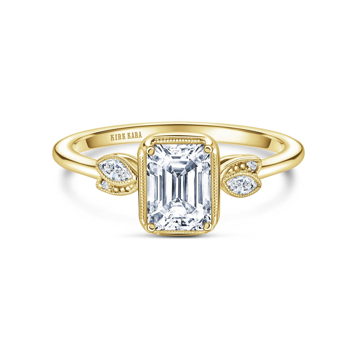 Floral Boho Milgrain Diamond Engagement Ring