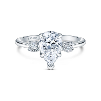 Floral Leaf Delicate Diamond Engagement Ring