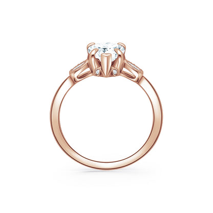 Floral Leaf Delicate Diamond Engagement Ring