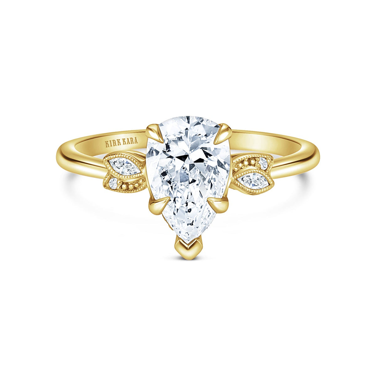 Floral Leaf Delicate Diamond Engagement Ring