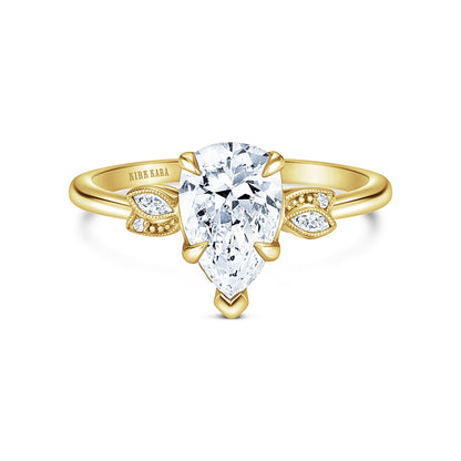 Floral Leaf Delicate Diamond Engagement Ring
