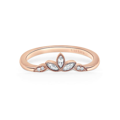 Floral Boho Diamond Wedding Band