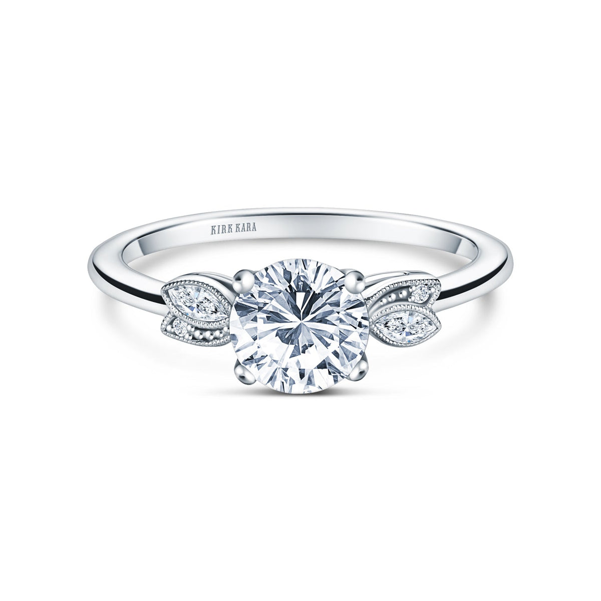 Floral Leaf Marquise Diamond Engagement Ring