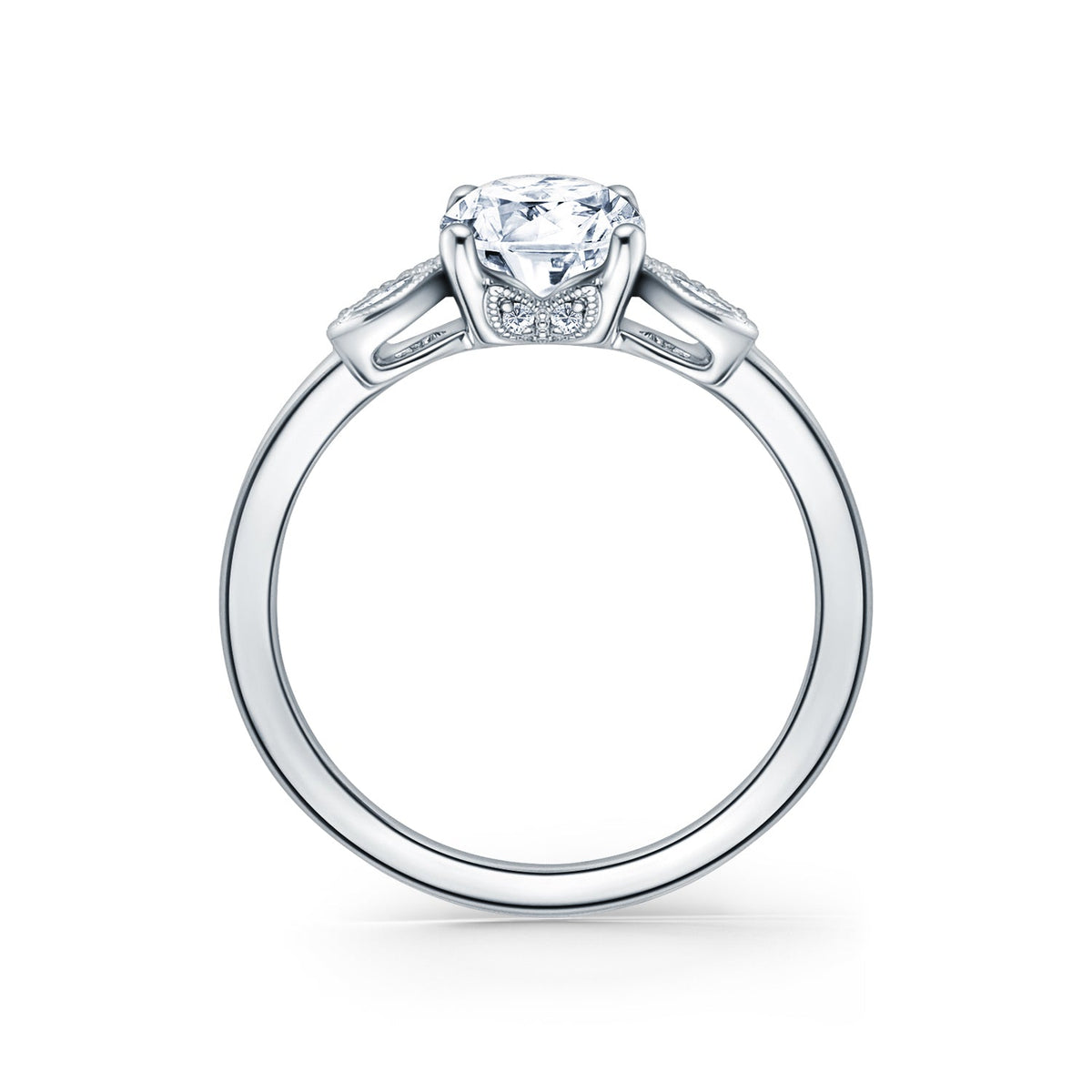 Floral Leaf Marquise Diamond Engagement Ring