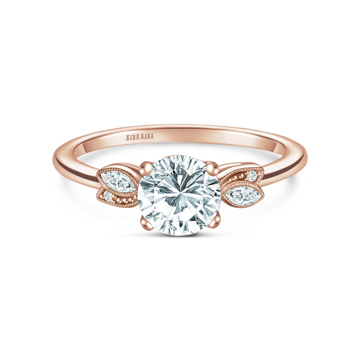 Floral Leaf Marquise Diamond Engagement Ring