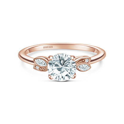 Floral Leaf Marquise Diamond Engagement Ring