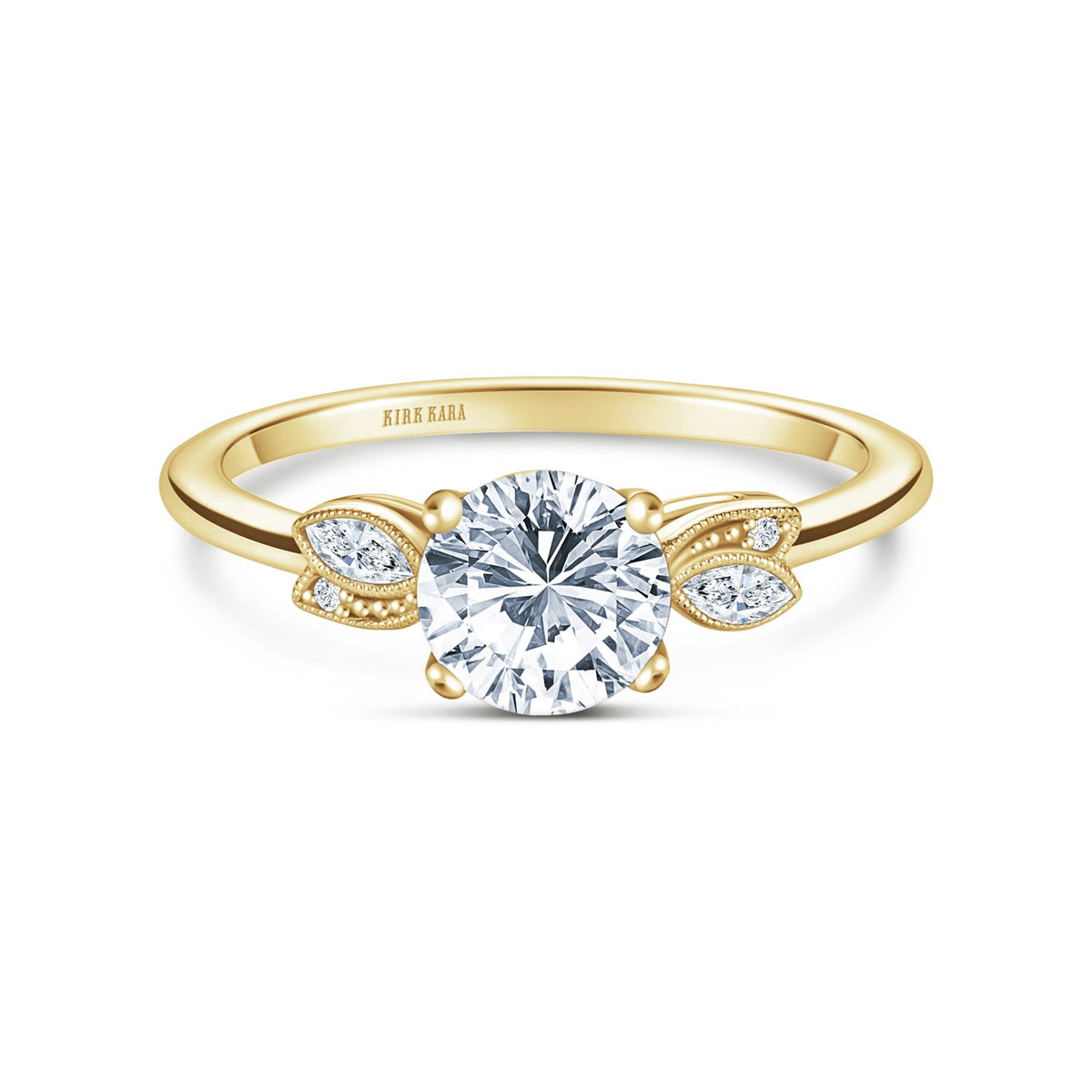 Floral Leaf Marquise Diamond Engagement Ring