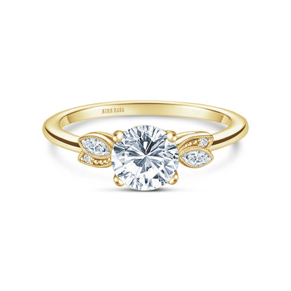 Floral Leaf Marquise Diamond Engagement Ring