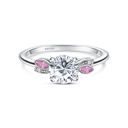 Floral Boho Pink Sapphire Diamond Engagement Ring