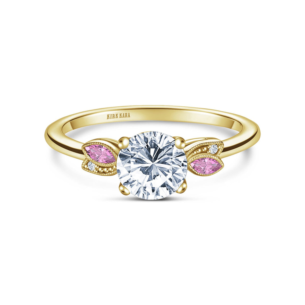 Floral Boho Pink Sapphire Diamond Engagement Ring