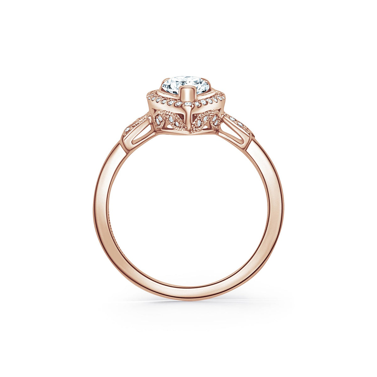 Floral Pavé Halo Diamond Engagement Ring
