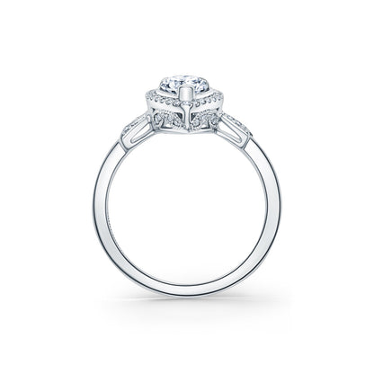 Floral Pavé Halo Diamond Engagement Ring